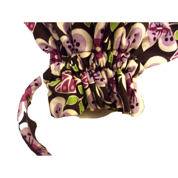 Vera Bradley Ditty Bag in Plum Petals Drawstring Closure Plastic Lining - Picture 6 of 8